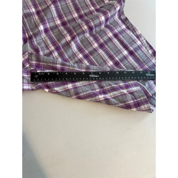 Lane Bryant Sz 20 Plaid Bermuda Shorts Purple Grey Plaid - Picture 9 of 10